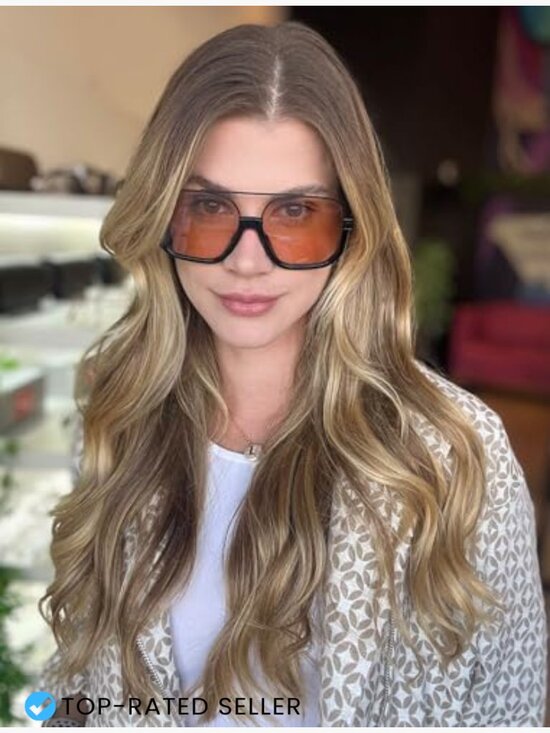 Oversized Square Aviator Sunglasses Retro Double Bridge UV Protection Unisex main image 5